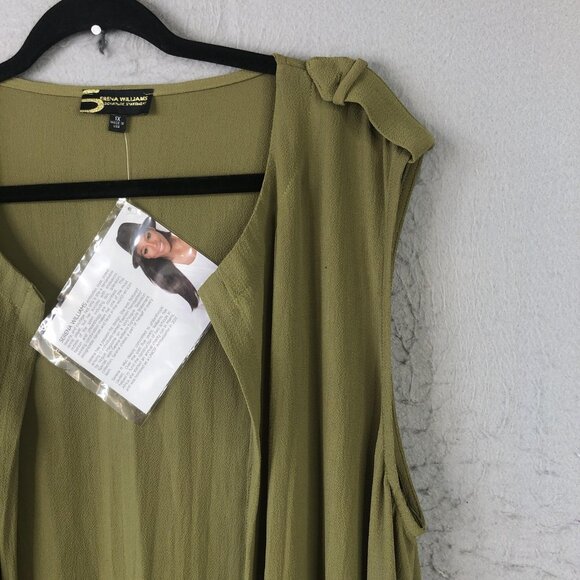 Serena Williams Signature Statement Duster Vest Womens 1X Olive Green Made USA - Picture 13 of 16